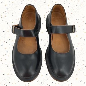 Dr. Martens Indica Black Matte Leather Classic Mary Janes Shoes Single Buckle